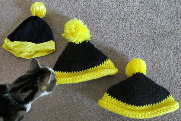 three hats and a cat